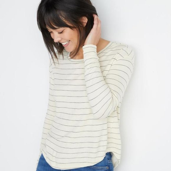 Marine Layer Tops - Marine Layer - Double Knit Saddle Crew in Stripe
